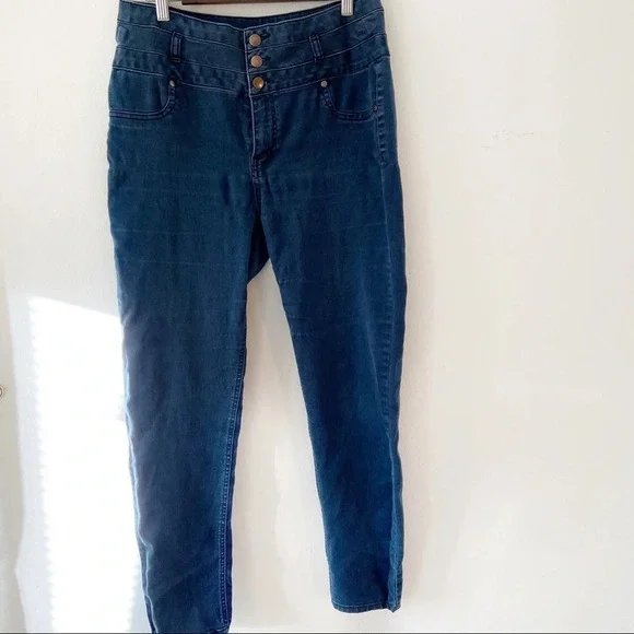 Wedgie High Waisted Denim Dark Wash Stretch Jeans Size 13 FIRE LOS ANGELES - Picture 2 of 8